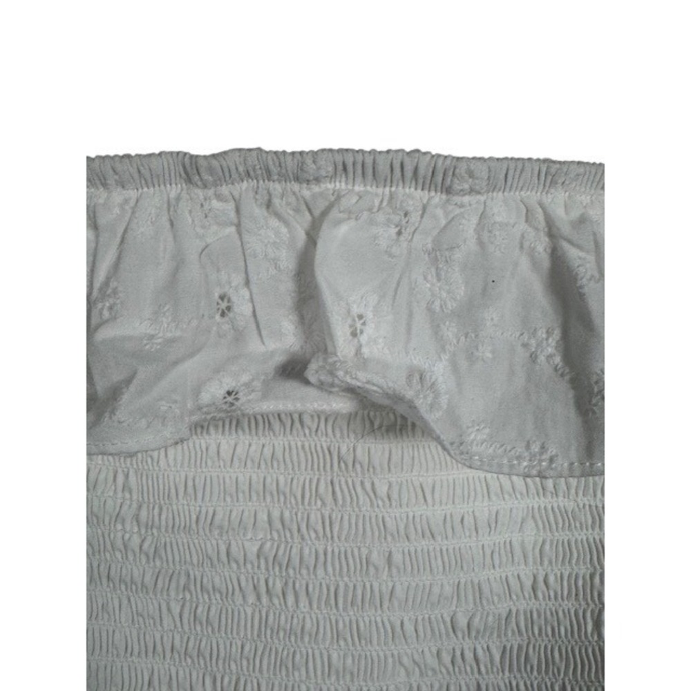 Wild Fable White Eyelet Ruffle Smocked Off Shoulder‎ Crop Top Women's Medium - Picture 3 of 10